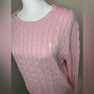 Polo Ralph Lauren Women’s Cable-Knit Cotton Sweater – Pink